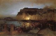 Oswald achenbach Fireworks in Naples Spain oil painting artist